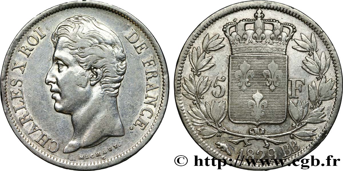 5 francs Charles X, 2e type 1829 Strasbourg F.311/29 SS40 