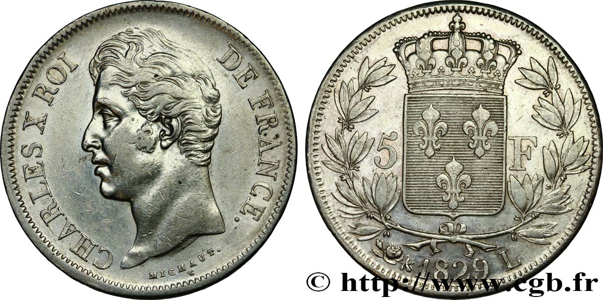 5 francs Charles X, 2e type 1829 Bayonne F.311/34 SS50 