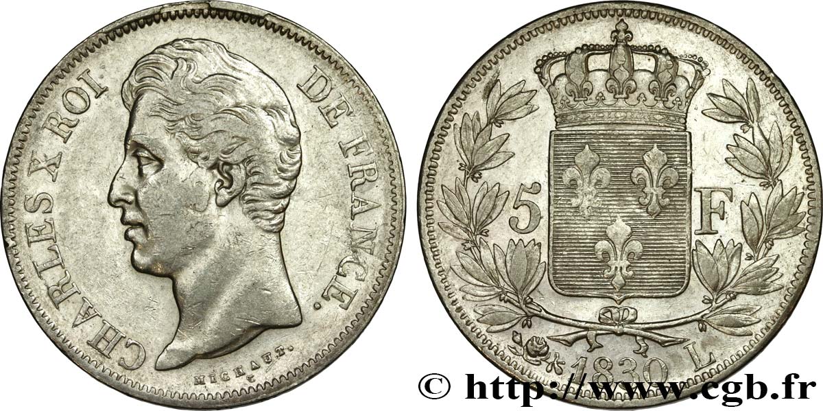 5 francs Charles X, 2e type 1830 Bayonne F.311/47 MBC 
