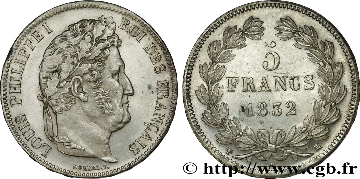 5 francs IIe type Domard 1832 Marseille F.324/10 SUP 