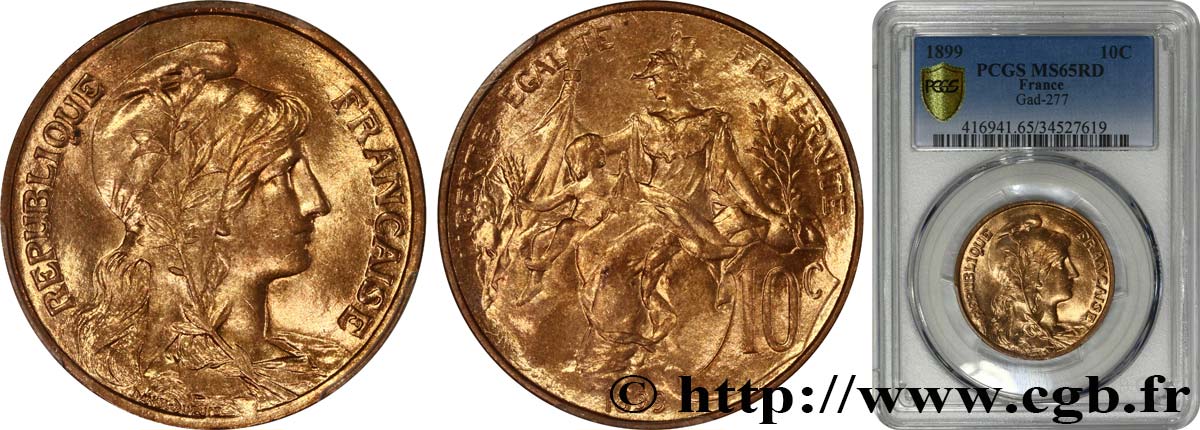 10 centimes Daniel-Dupuis 1899  F.136/7 ST65 PCGS
