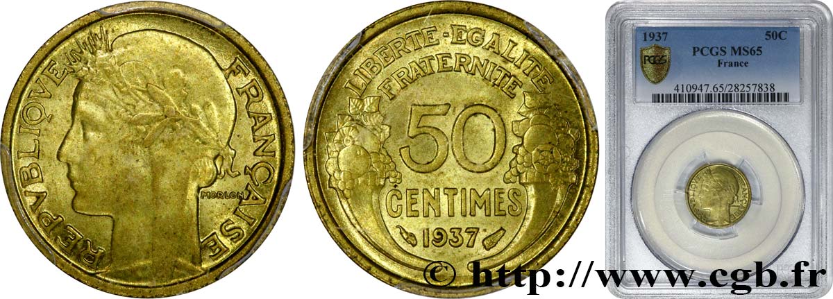 50 centimes Morlon 1937  F.192/13 FDC65 PCGS