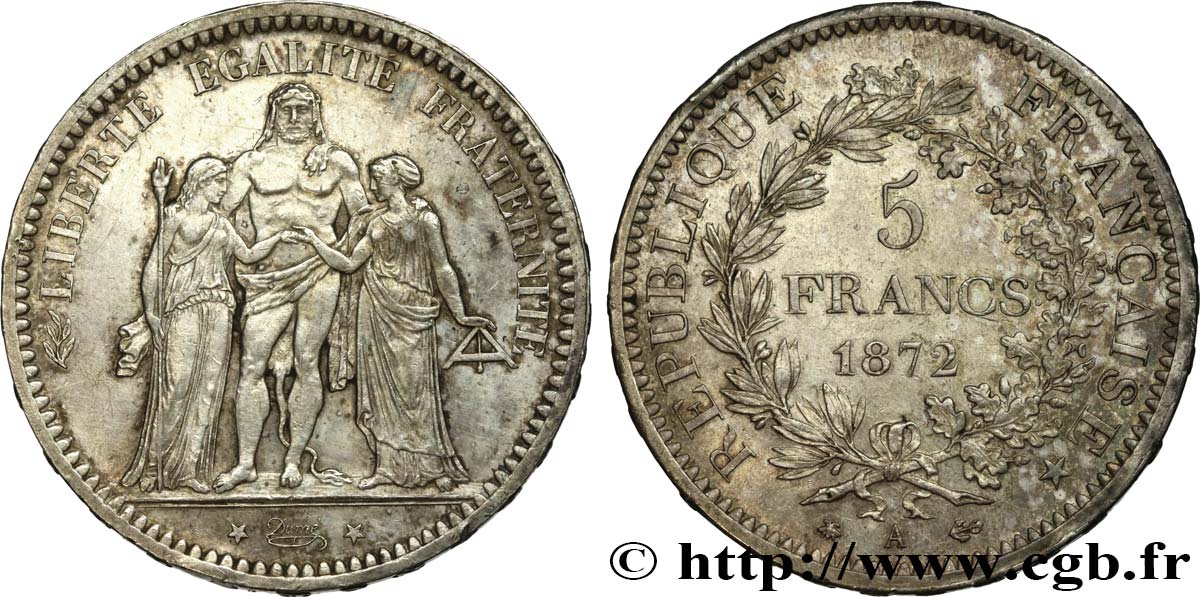 5 francs Hercule 1872 Paris F.334/6 TTB52 