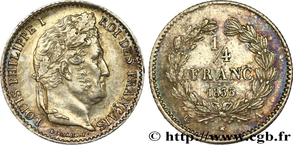 1/4 franc Louis-Philippe 1833 Paris F.166/30 TTB52 