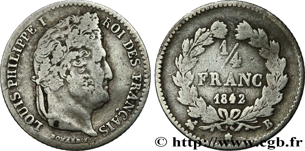 1/4 franc Louis-Philippe 1842 Rouen F.166/90 TB 