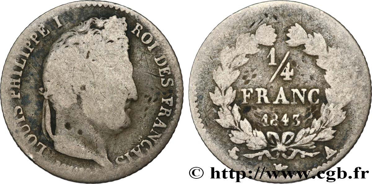 1/4 franc Louis-Philippe 1843 Paris F.166/93 SGE8 