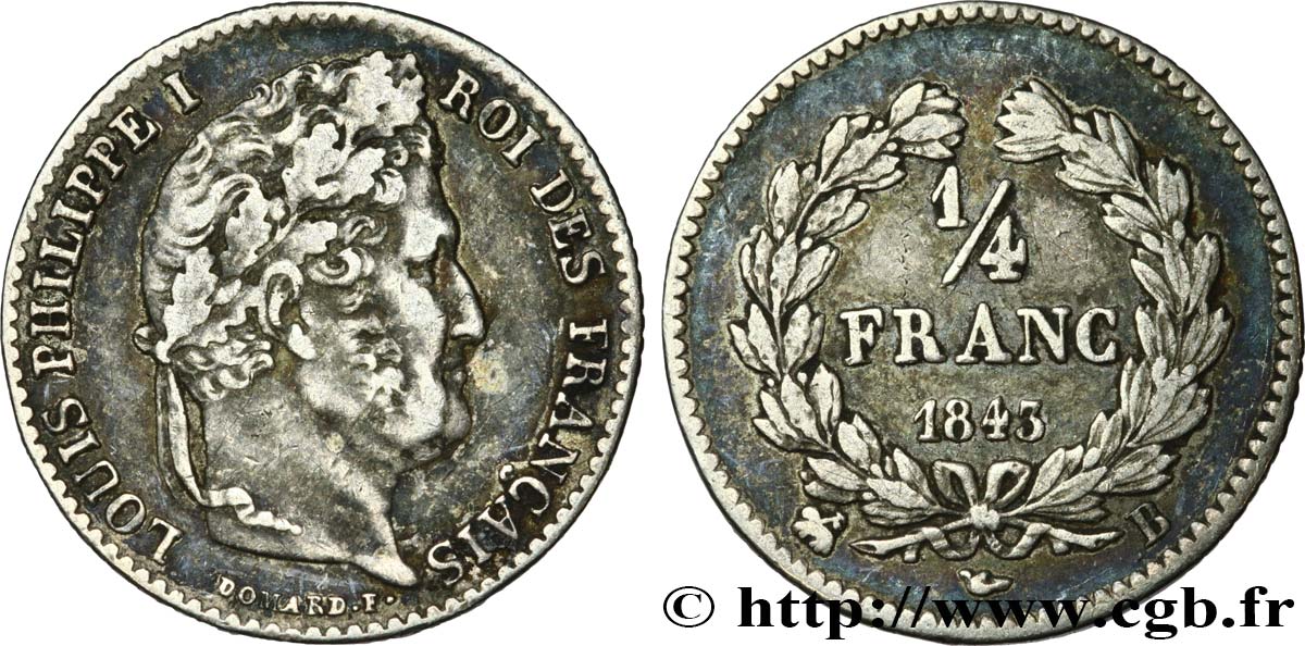 1/4 franc Louis-Philippe 1843 Rouen F.166/94 TTB40 