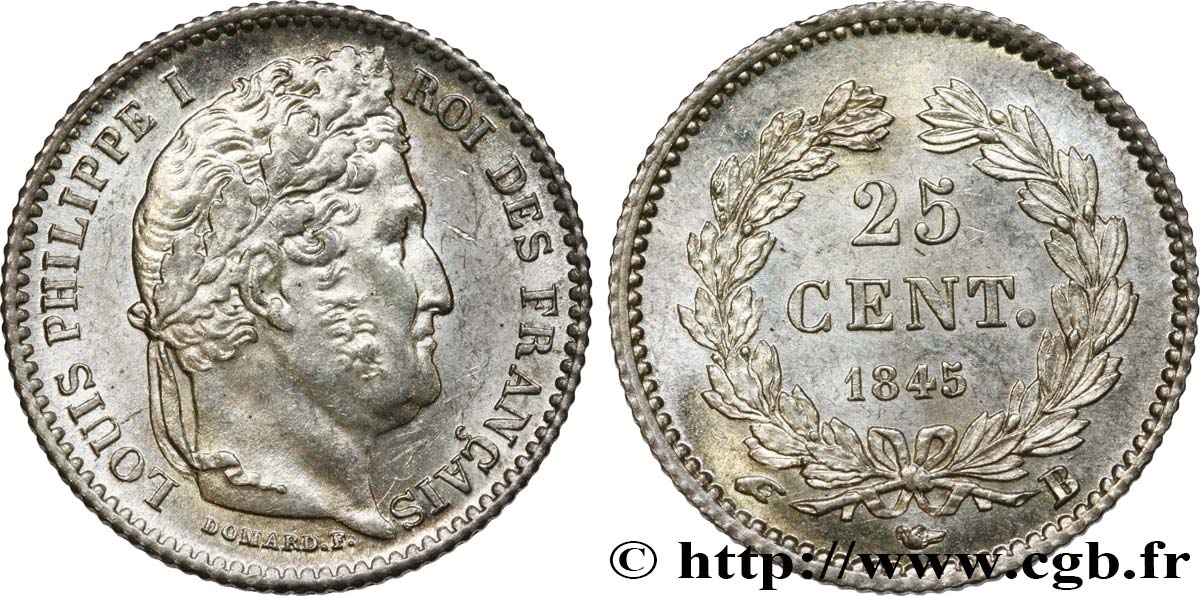 25 centimes Louis-Philippe 1845 Rouen F.167/1 SPL60 