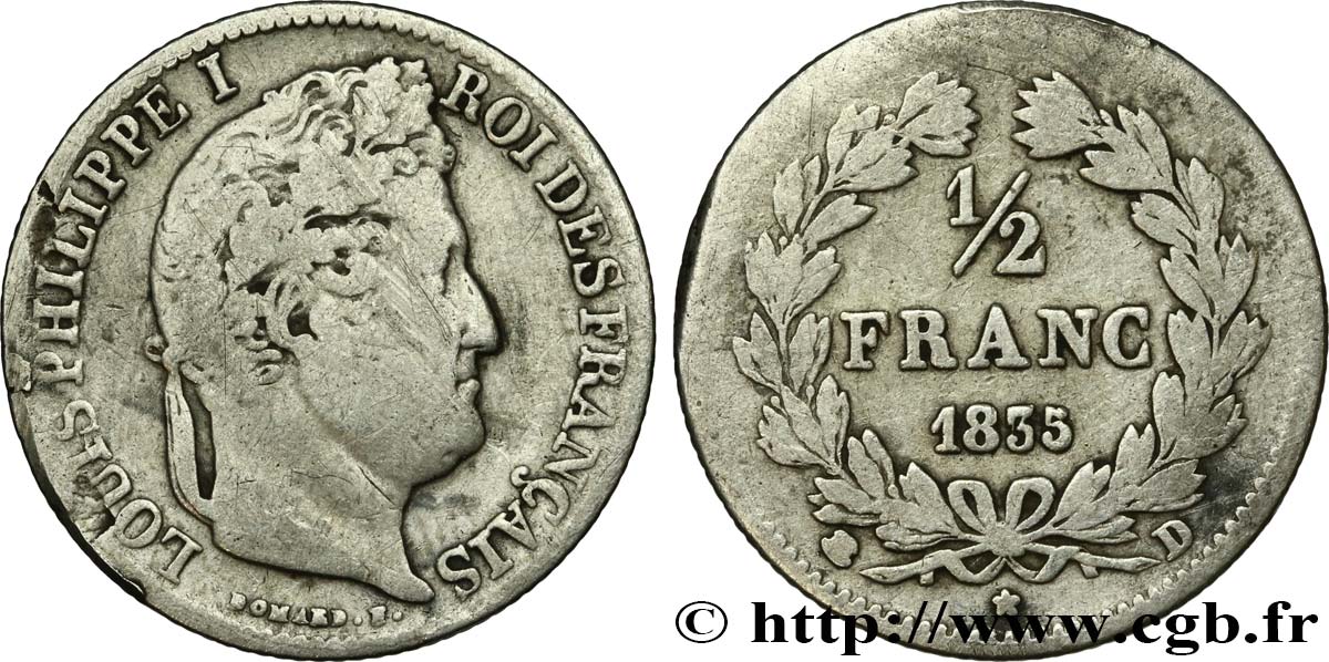 1/2 franc Louis-Philippe 1835 Lyon F.182/56 B10 