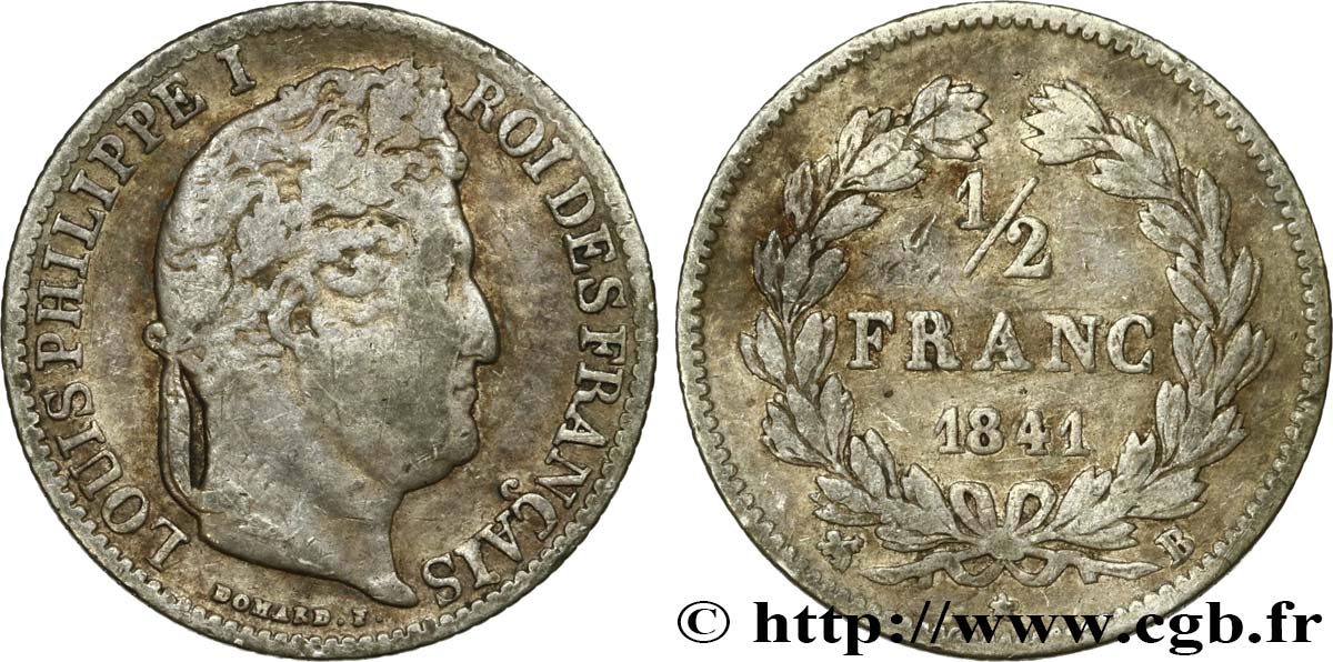 1/2 franc Louis-Philippe 1841 Rouen F.182/90 VF20 
