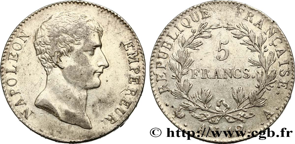 5 francs Napoléon Empereur, type intermédiaire 1804 Paris F.302/1 XF45 
