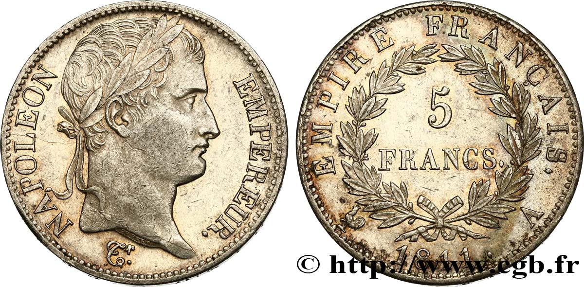 5 francs Napoléon Empereur, Empire français 1811 Paris F.307/27 BB52 