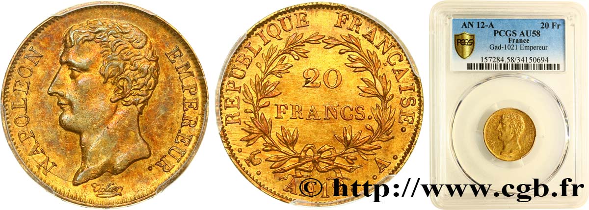 20 francs or Napoléon Empereur, buste intermédiaire 1804 Paris F.511/1 SUP58 PCGS