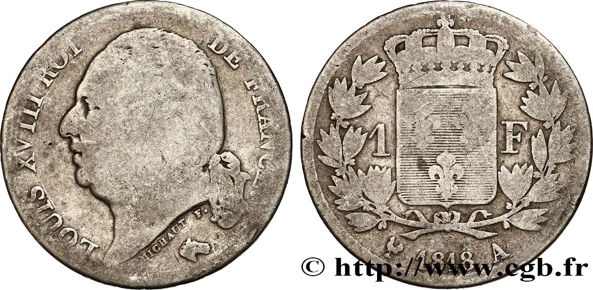 1 franc Louis XVIII 1818 Paris F.206/18 RC10 