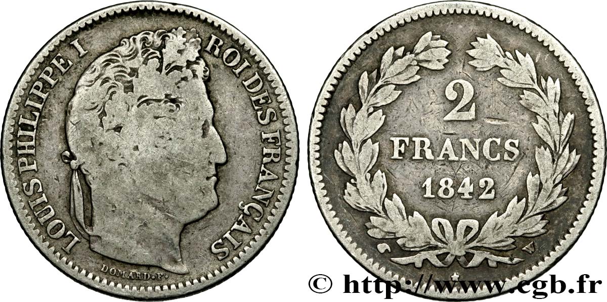 2 francs Louis-Philippe 1842 Lille F.260/91 F12 