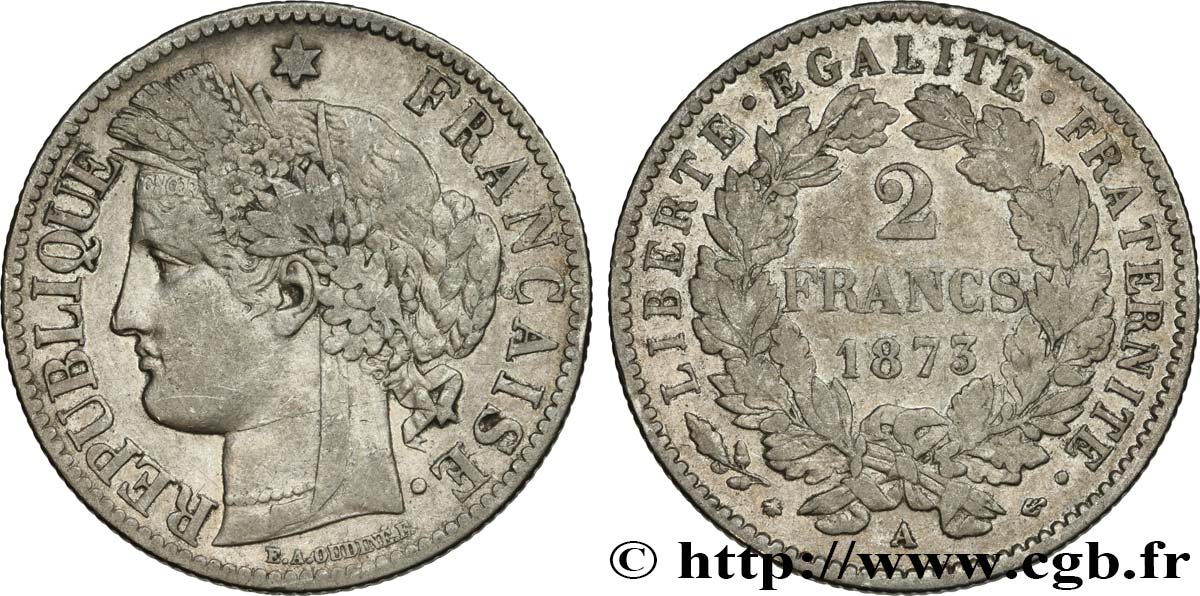 2 francs Cérès, avec légende 1873 Paris F.265/10 MB30 