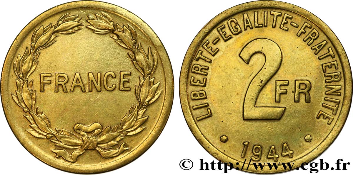 2 francs France 1944  F.271/1 fVZ 