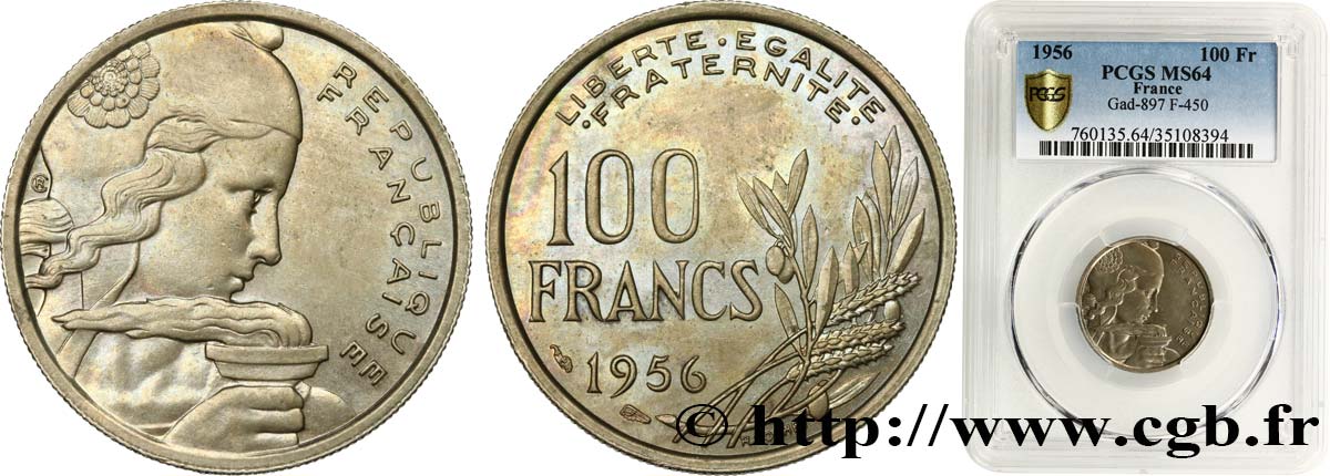 100 francs Cochet 1956  F.450/8 MS64 PCGS