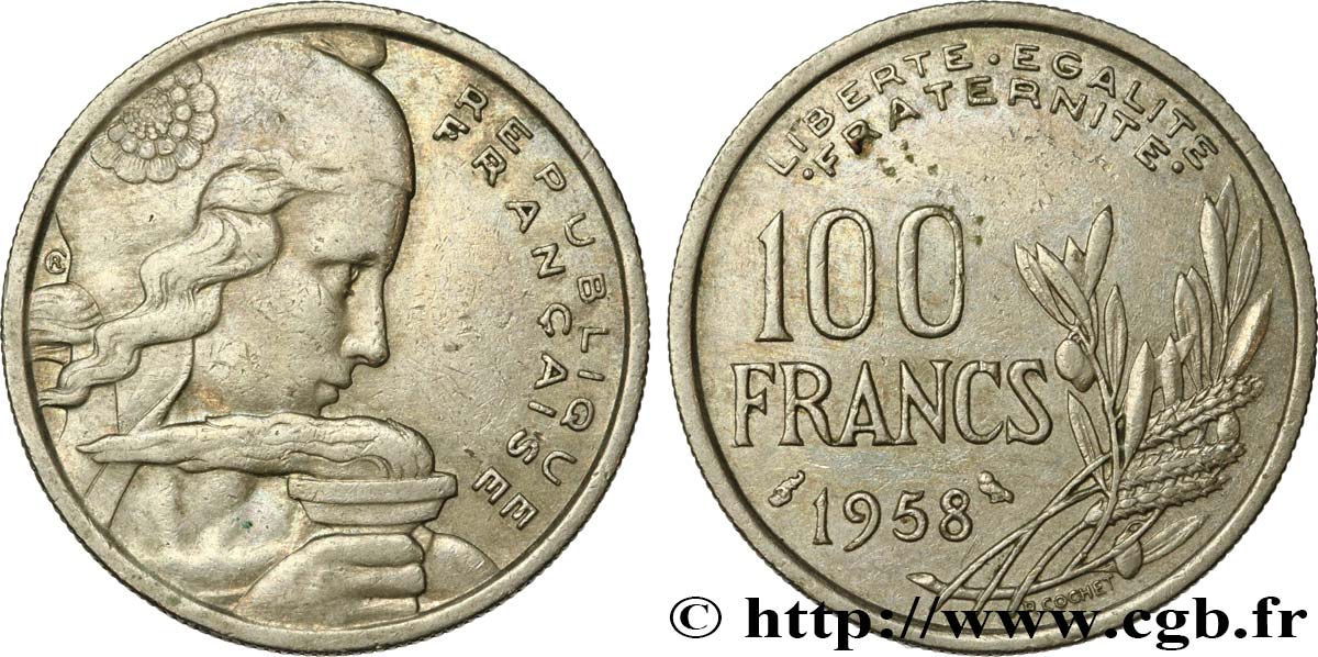 100 francs Cochet, Chouette 1958  F.450/13 TTB 