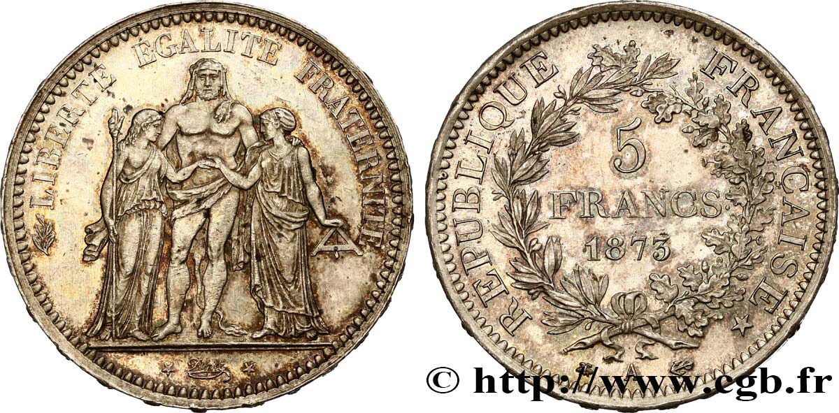 5 francs Hercule 1873 Paris F.334/10 MS61 