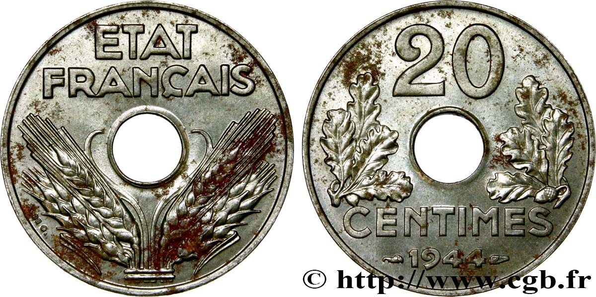 20 centimes fer 1944  F.154/3 EBC 