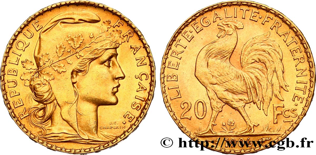 20 francs or Coq, Dieu protège la France 1906 Paris F.534/11 EBC60 
