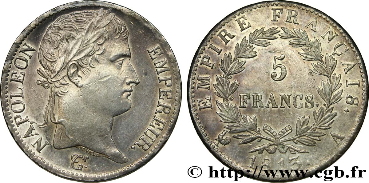 5 francs Napoléon Empereur, Empire français 1813 Paris F.307/58 TTB+ 