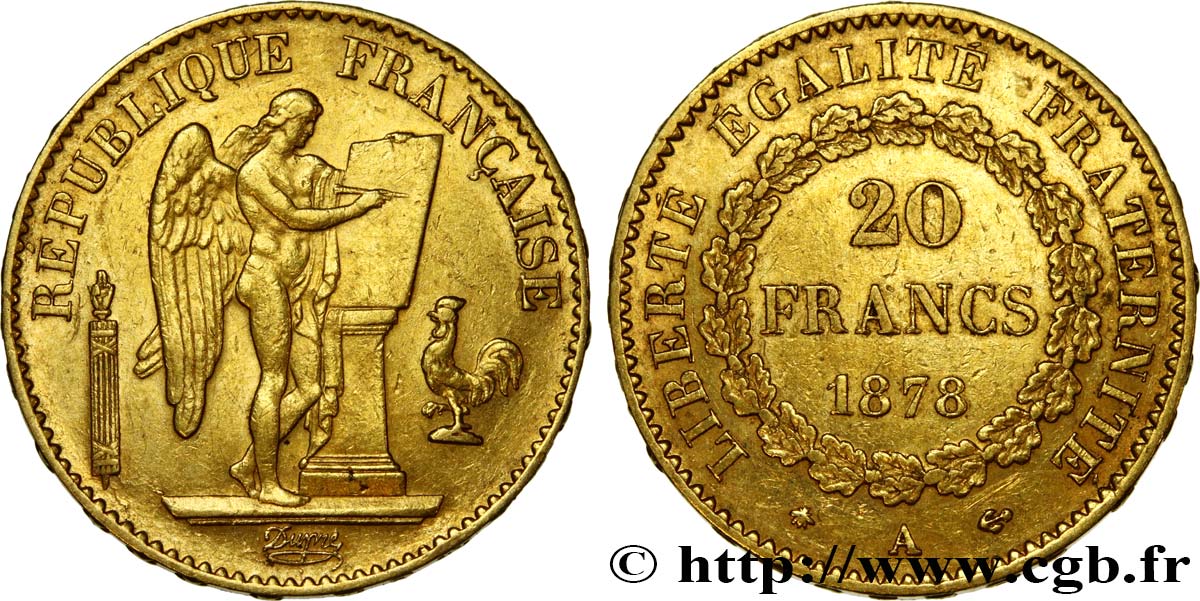 20 francs or Génie, Troisième République 1878 Paris F.533/6 TTB48 