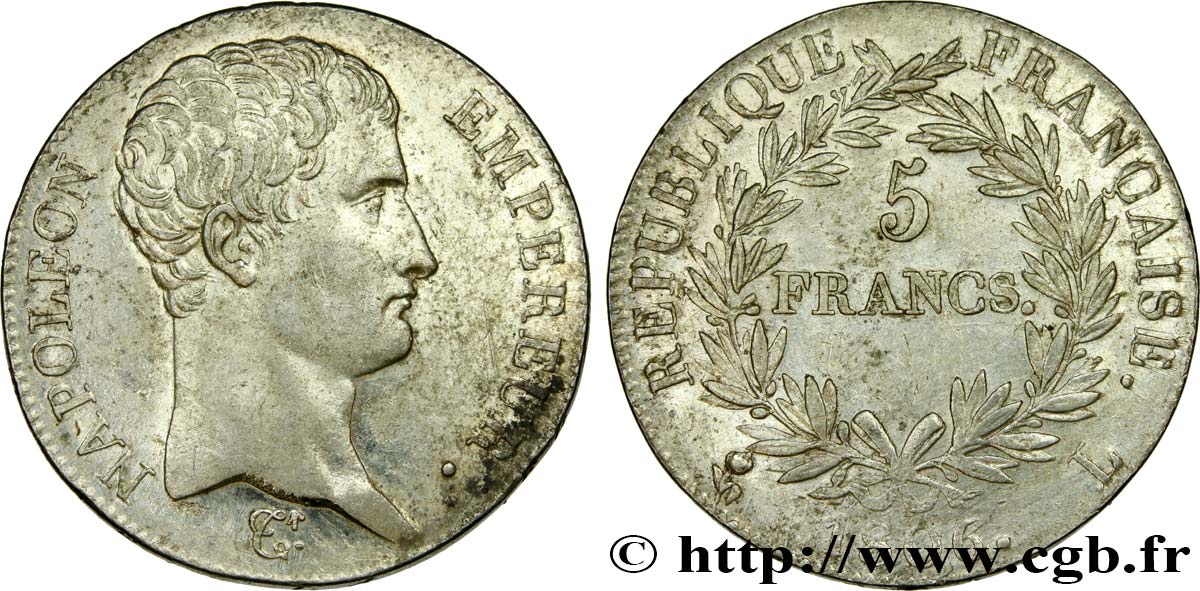 5 francs Napoléon Empereur, Calendrier grégorien 1806 Bayonne F.304/7 AU 