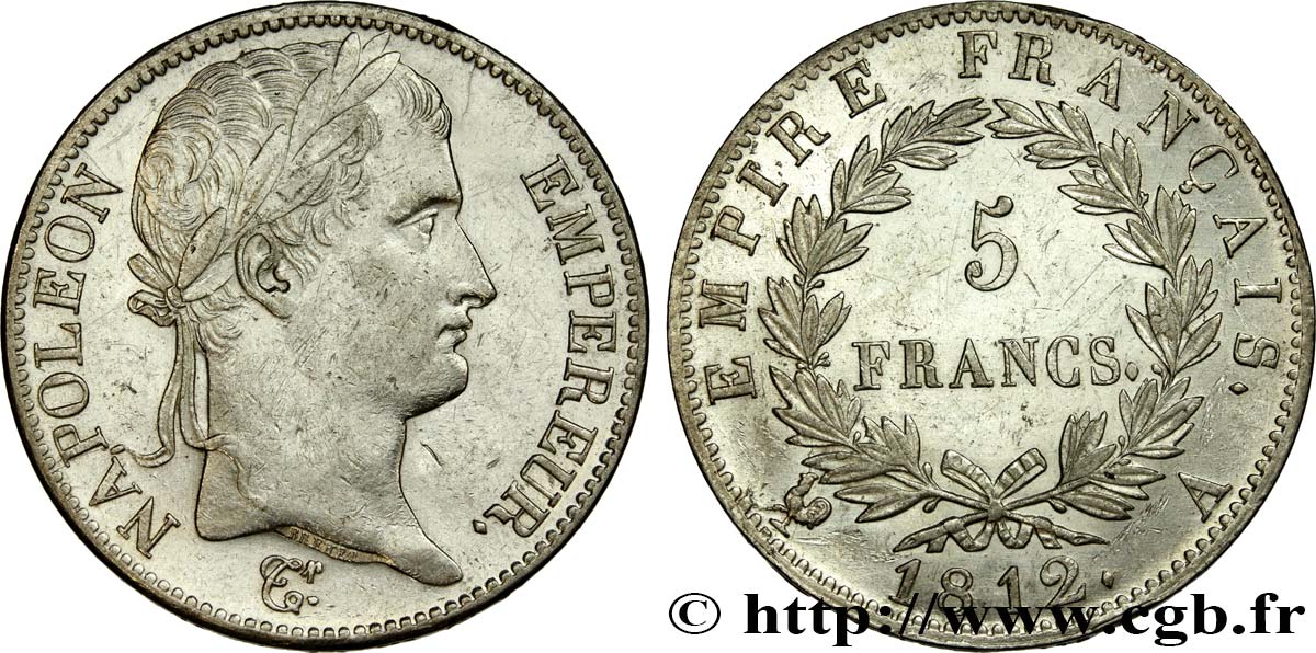 5 francs Napoléon Empereur, Empire français 1812 Paris F.307/41 MBC+ 