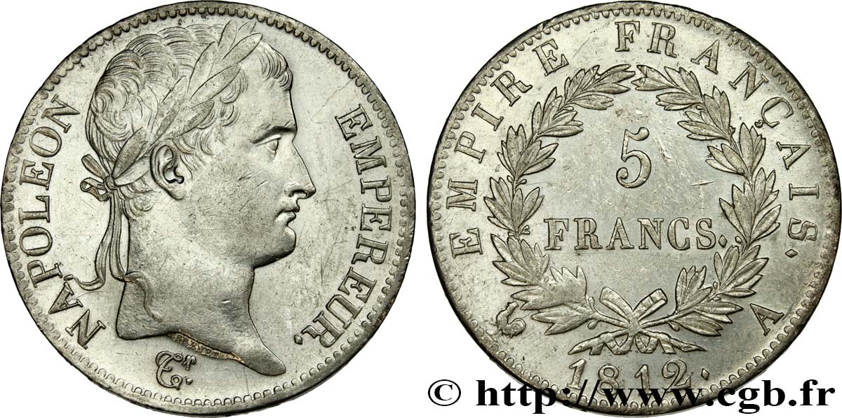 5 francs Napoléon Empereur, Empire français 1812 Paris F.307/41 fVZ 