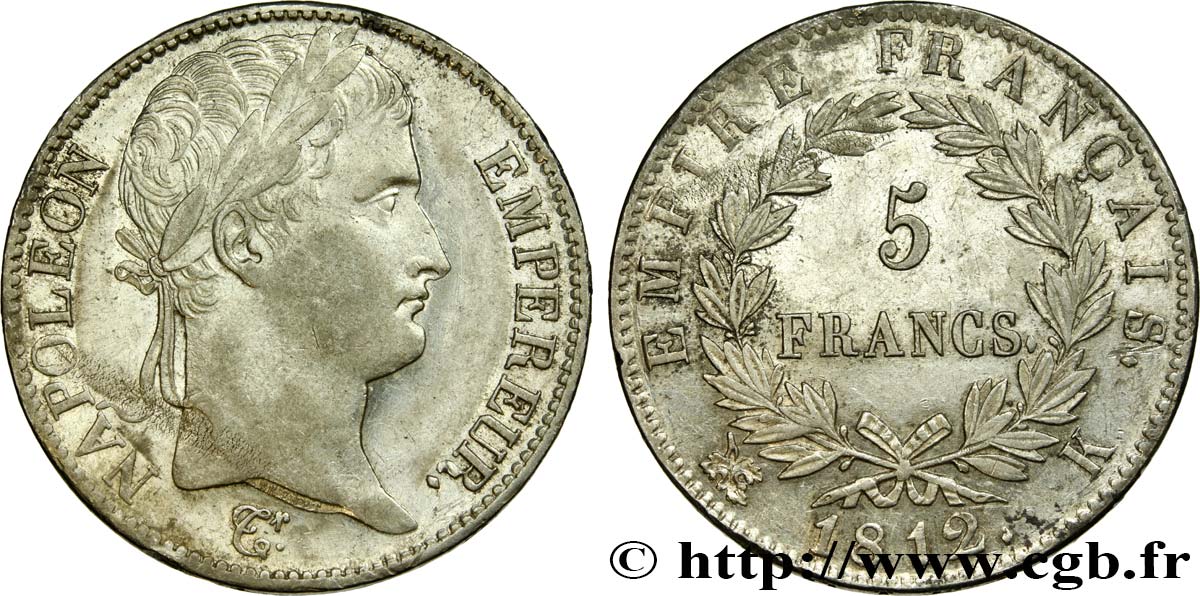 5 francs Napoléon Empereur, Empire français 1812 Bordeaux F.307/47 BB 