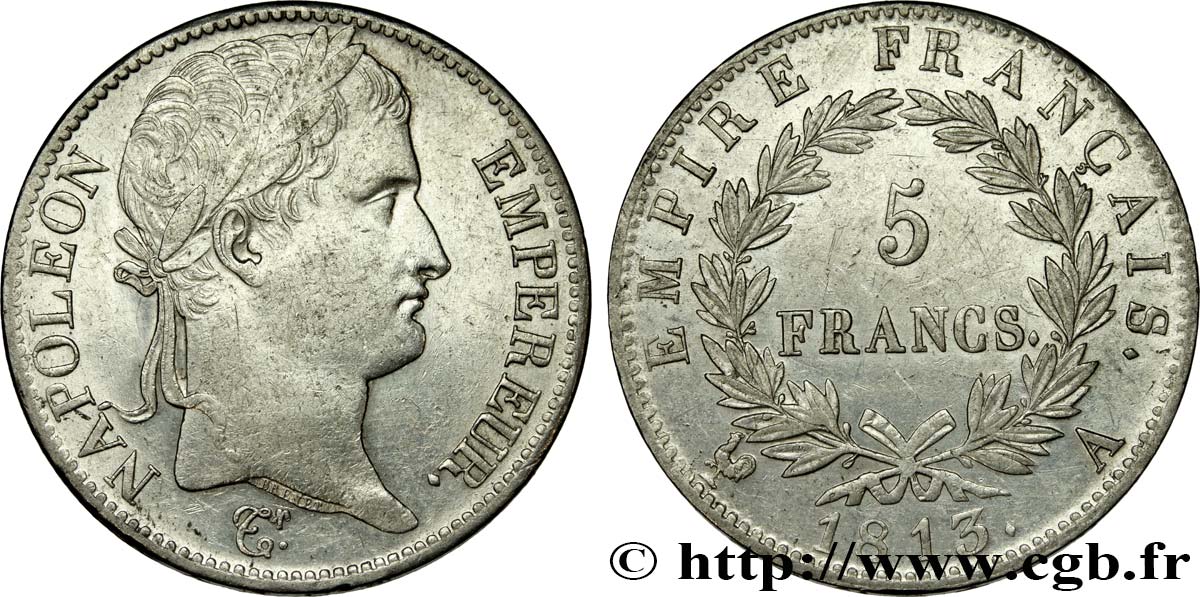 5 francs Napoléon Empereur, Empire français 1813 Paris F.307/58 TTB 