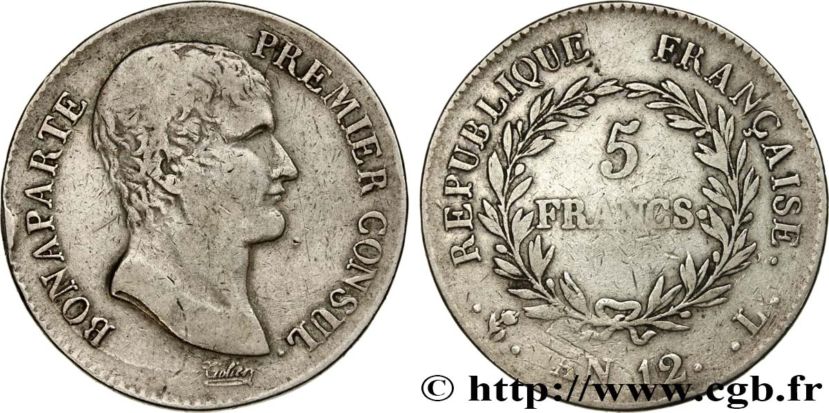 5 francs Bonaparte Premier Consul 1804 Bayonne F.301/18 TB25 