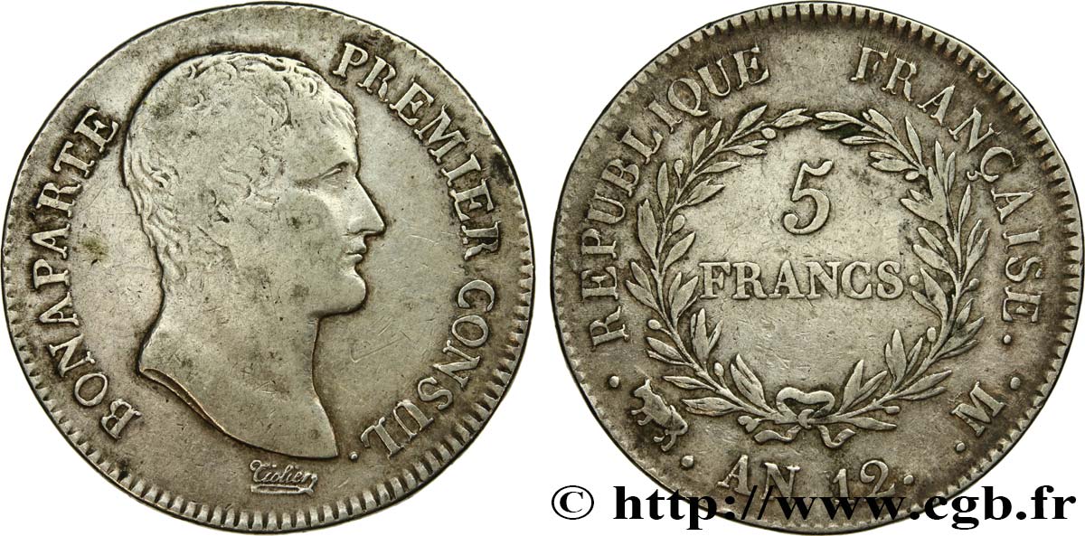 5 francs Bonaparte Premier Consul 1804 Toulouse F.301/20 TB20 