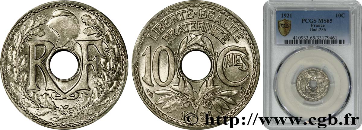 10 centimes Lindauer 1921  F.138/5 ST65 PCGS