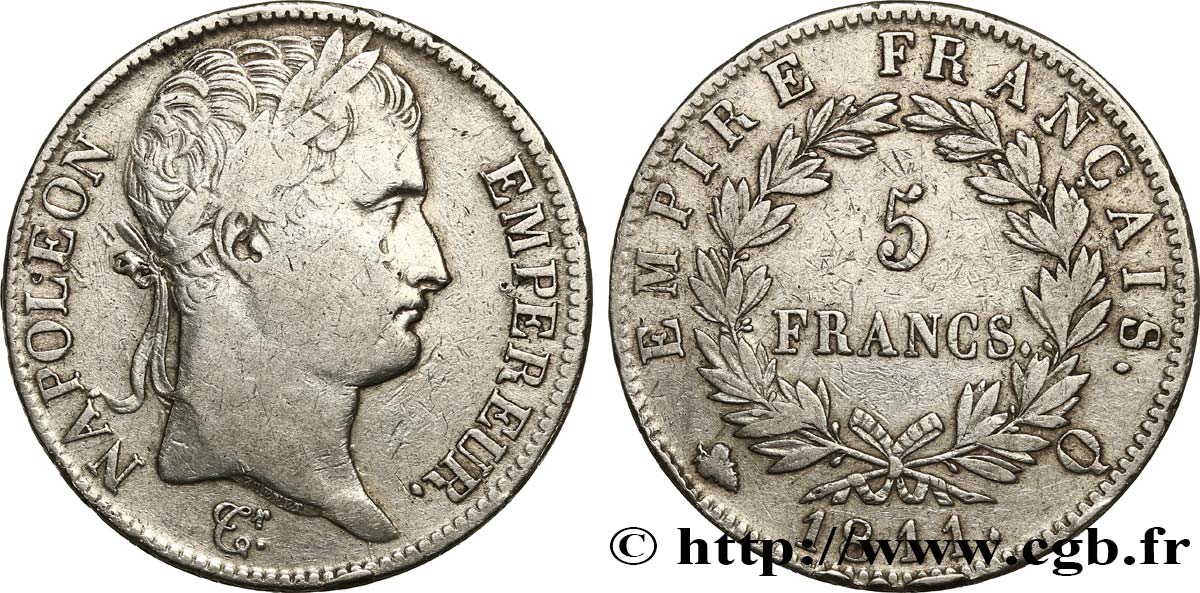 5 francs Napoléon Empereur, Empire français 1811 Perpignan F.307/37 MB 