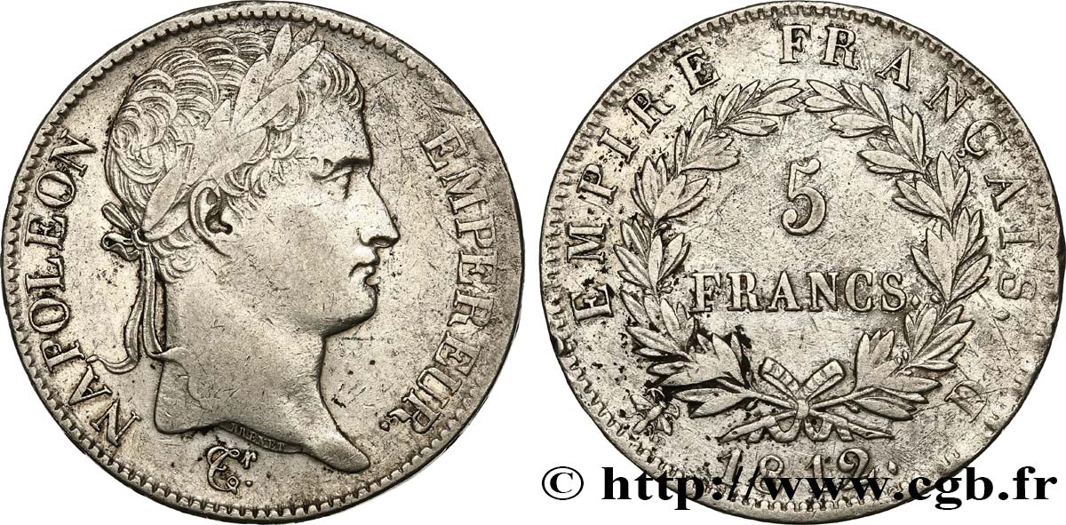 5 francs Napoléon Empereur, Empire français 1812 Lyon F.307/44 MB35 