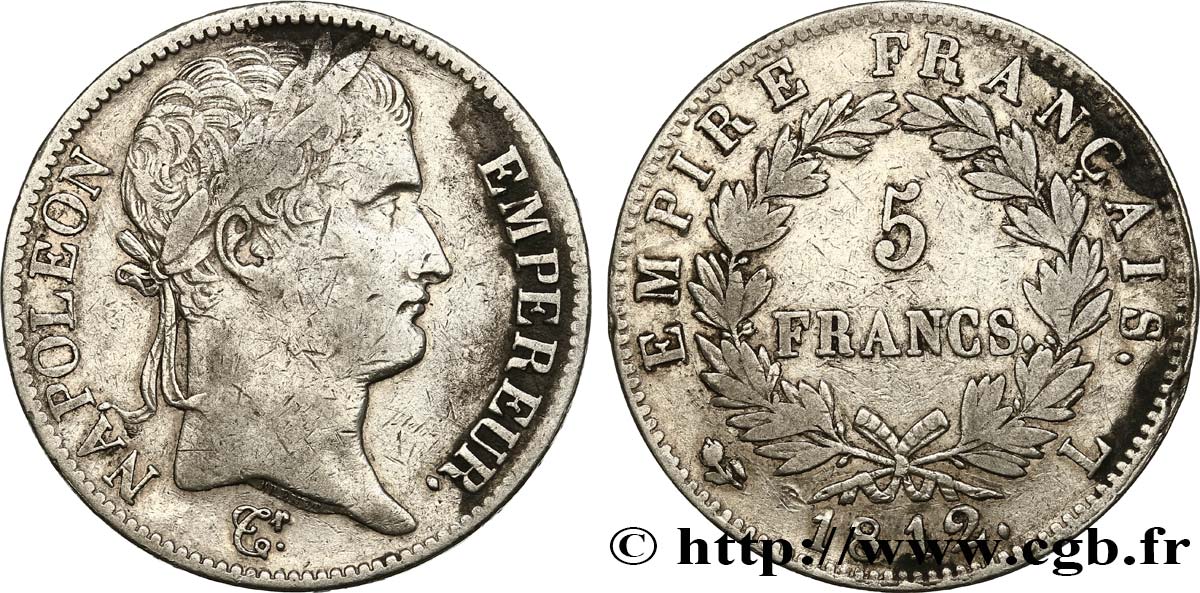 5 francs Napoléon Empereur, Empire français 1812 Bayonne F.307/48 S25 