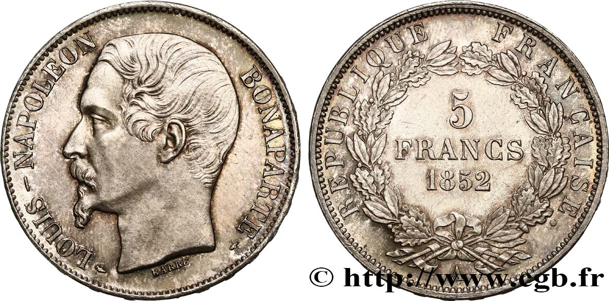 5 francs Louis-Napoléon, 1er type 1852 Paris F.329/1 SC63 