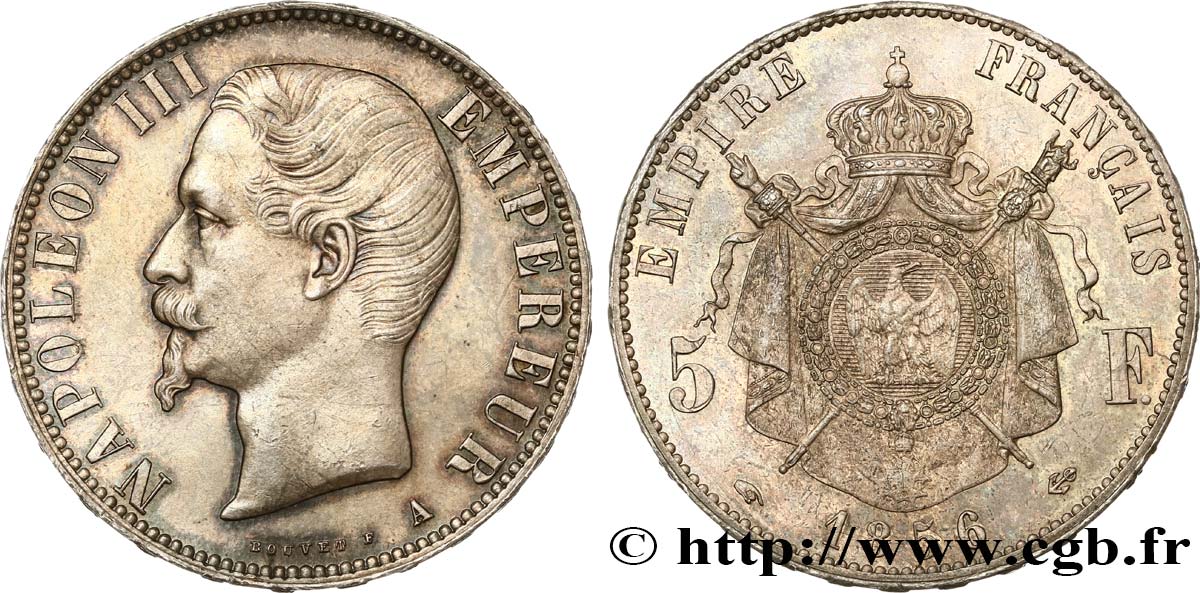 5 francs Napoléon III, tête nue 1856 Paris F.330/6 MS63 