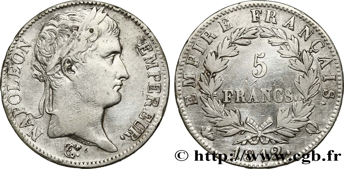 5 francs Napoléon Empereur, Empire français 1812 Perpignan F.307/51 VF 