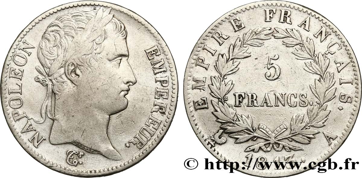 5 francs Napoléon Empereur, Empire français 1813 Paris F.307/58 TB35 