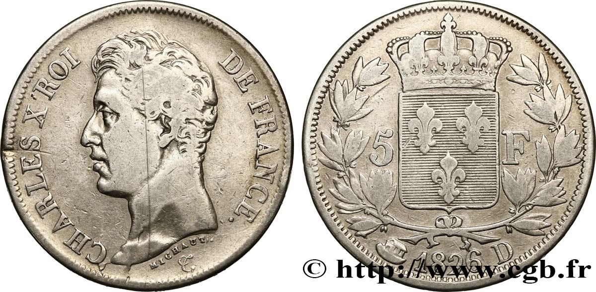 5 francs Charles X, 1er type 1826 Lyon F.310/18 F 