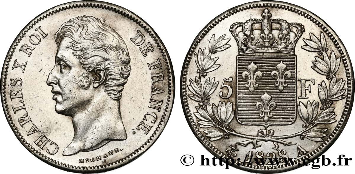5 francs Charles X, 2e type 1828 Paris F.311/14 AU 