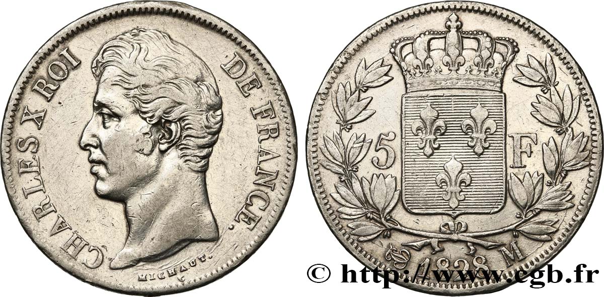 5 francs Charles X, 2e type 1828 Toulouse F.311/22 TTB 