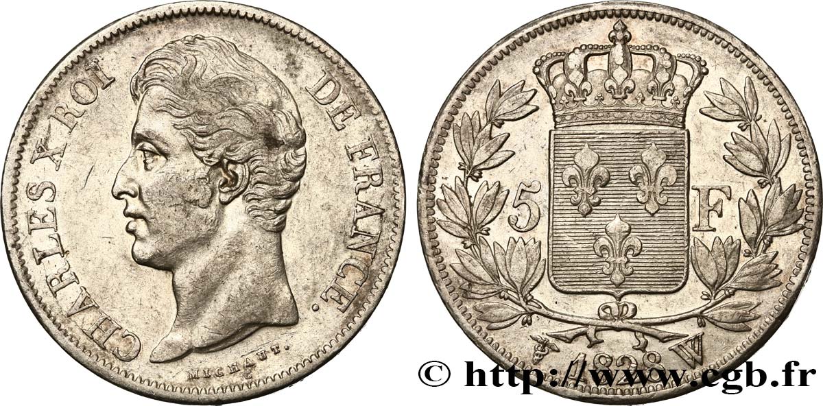 5 francs Charles X, 2e type 1828 Lille F.311/26 TTB48 