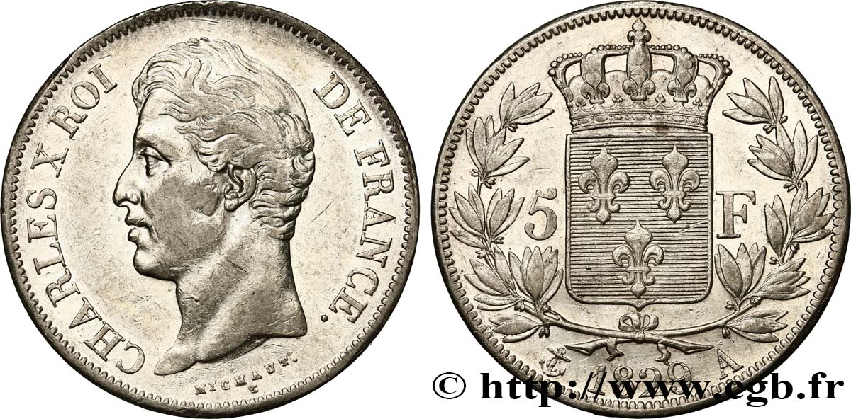 5 francs Charles X, 2e type 1829 Paris F.311/27 AU50 