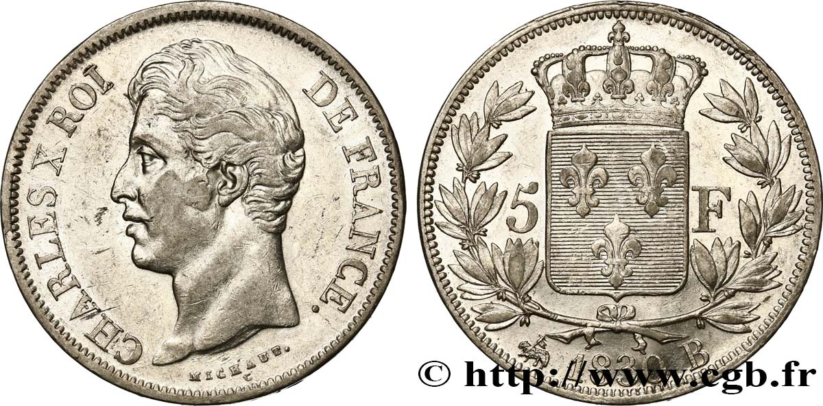 5 francs Charles X, 2e type 1830 Rouen F.311/41 SS52 