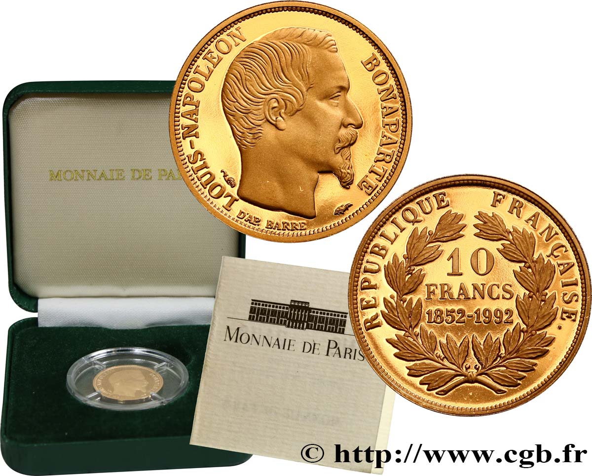 Belle Épreuve Or 10 francs “Napoléon” 1992  F5.  FDC 